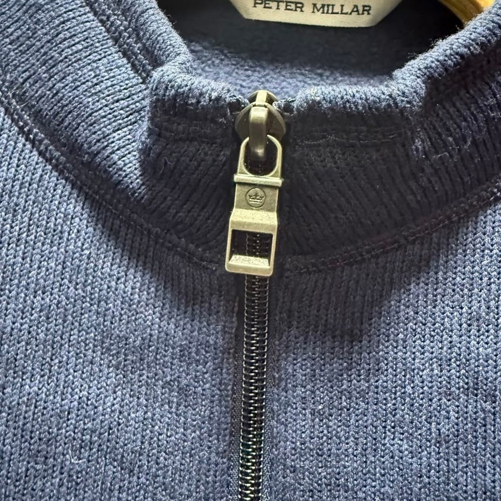 Peter Millar Mens Size XXL Navy Blue 1/4 Zip Polyester Fleece Pullover Sweater - Picture 6 of 7